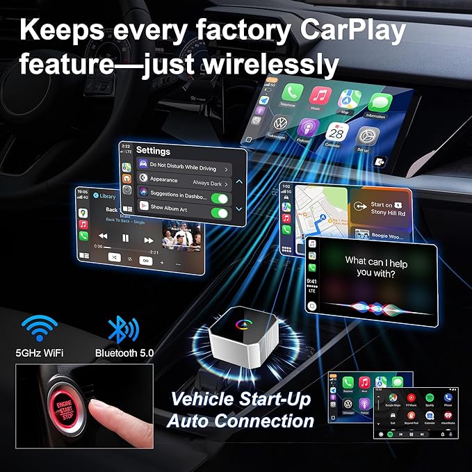 2026 Upgraded Mini Wireless CarPlay Adapter for Apple CarPlay & Android Auto, Plug & Play, Fast and Auto Connect, No Latency 2 in 1 Car Play Wireless Adapter for iPhone iOS 10+ & Android 11+ (Silver)