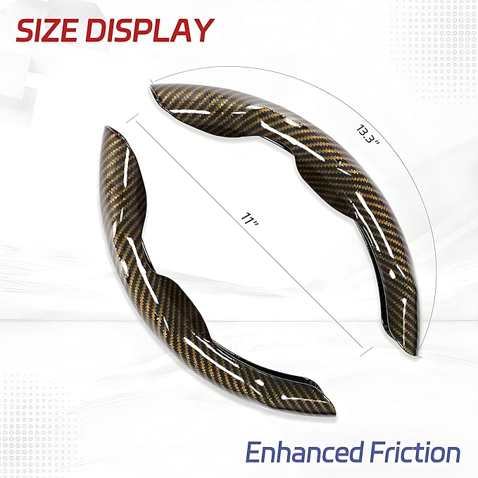 2 Pc Car Carbon Fiber Steering Wheel Cover, Anti-Skid & Scratch-Proof Ultra Thin Steering Wheel Cover Protector Men/Women,100% Universal Fit Steering Wheel,Car Accessories Gifts
