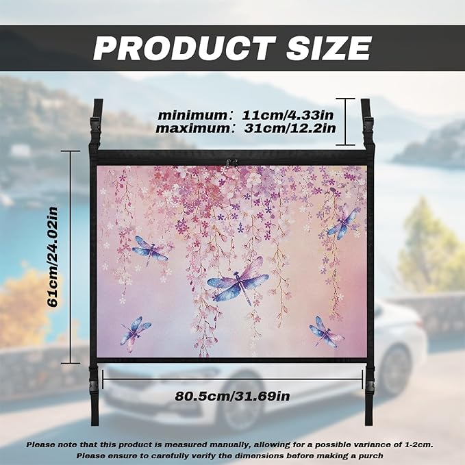 NDISTIN Dragonfly Car Ceiling Cargo Pocket Anti-Fall Cargo Net for Inside Car Roof Flowers SUV Sundries Storage Pouch Pink Mesh Cargo Net Car Travel Accessories Interior Decor