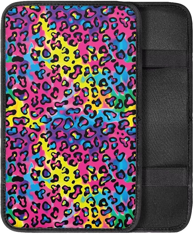 Leopard Print Auto Center Console Armrest Pad Universal Car Center Console Cover Seat Box Cover for Sedan, Van, SUV, Truck Car Accessorie