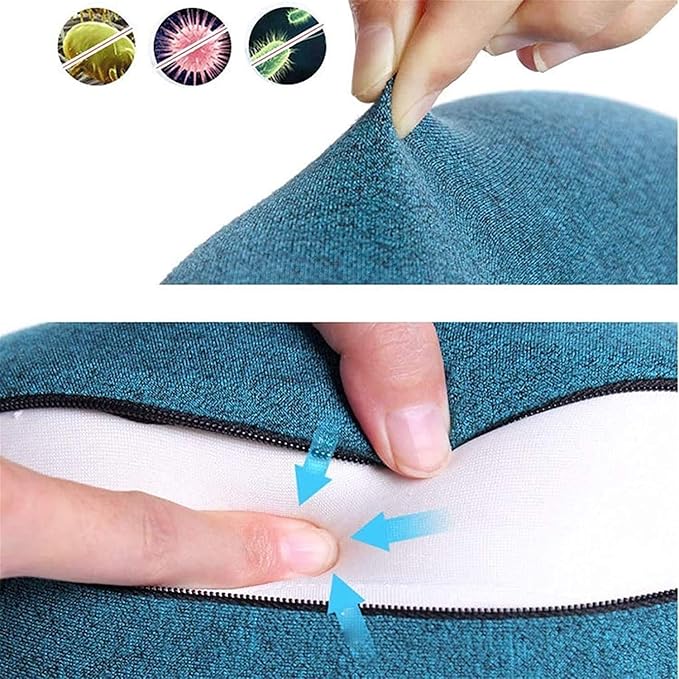 Neck Pillow Sleep Kit - 100% Memory Foam Travel Pillow, Compact Carry Bag, U-Shaped Airplane Car Flight Pillow, Breathable and Comfortable 360-Degree Head Support (Color : Gray)