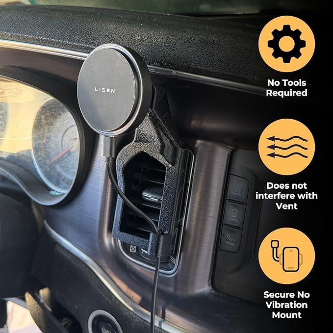Phone Holder for Dodge Charger 2011-2023 Compatable with MagSafe/Wireless Charging
