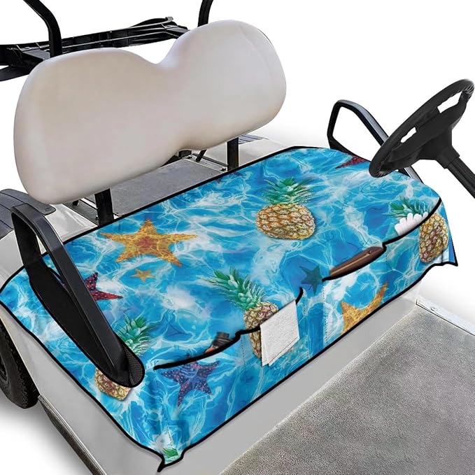 Biyejit Golf Cart Seat Covers with 4 Pockets Golf Cart Seat Towel Blanket Fits 2-Seat Golf Carts, Golf Cart Accessories