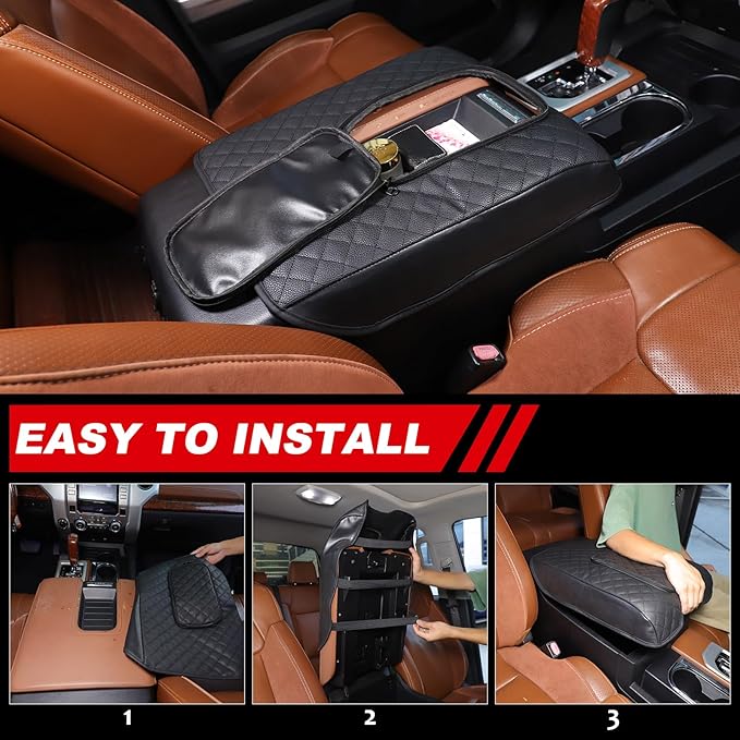 CHEAYAR Center Console Armrest Cover Kit,Console Armrest Cushion Automotive Customized Console Armrest Cushion, Fit for Toyota Tundra 2014-2020 Accessory Organizer Protector (with Zipper)