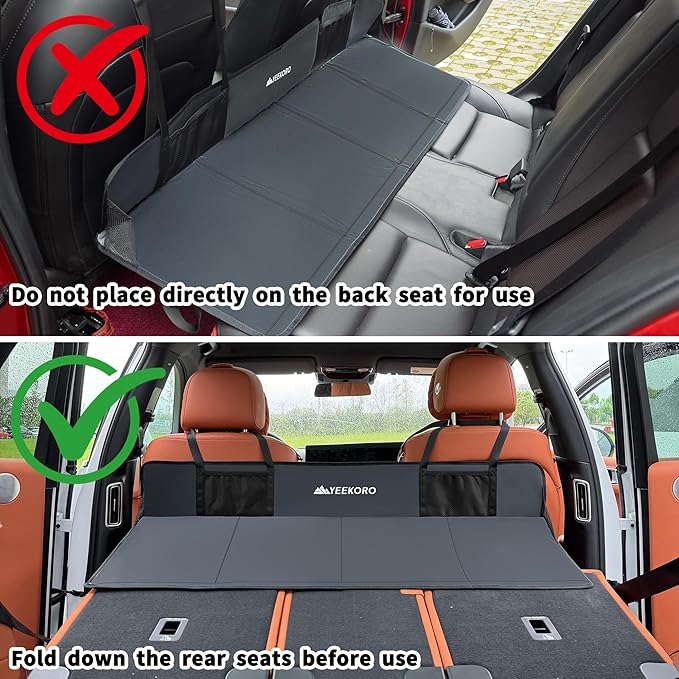 Car Rear Seat Mattress Extension Plate, Foldable Car Back Seat Extender，Portable Mattress for Sleeping, Increase Travel Trunk Space and Car Bed Camping Space for Cars, SUV, Model Y/3