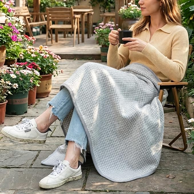 PuTian Merino Wool Camp Blanket - 36" x 63" Great for Bed Couch Camping Outdoors Travel Emergency -Large Warm Soft Washable Wool Throw