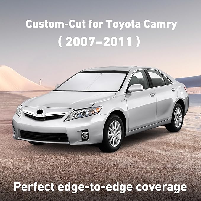 EcoNour Windshield Sunshade Compatible for Toyota Camry 2007-2009 2010 2011, LE, SE, SE Nightshade, XLE, XSE, TRD, Sun Visor for Front Windshield Sun Shade Cover, UV Heat Protector, Car Accessories