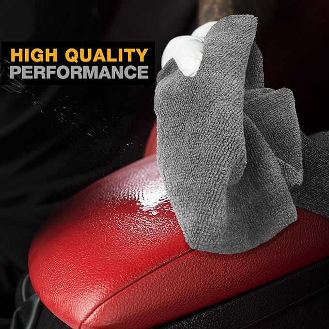 Eurow Ultrasonic Cut 300 GSM Microfiber Cleaning Towels, Streak-Free, Lint-Free, Ultra Absorbent, Scratch-Safe, for Auto Detailing, Home, Kitchen & Multipurpose Use, 16x16, 12-Pack, Gray