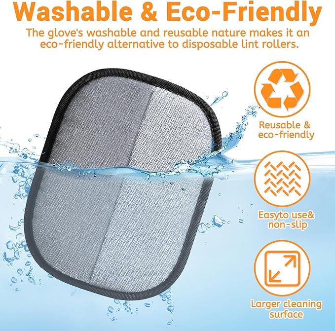 Electrostatic Pet Hair Remover Glove, Reusable Cat Dog Electrostatic Hair Remover Grooming Glove Brush Tool, Suitable for Sofas, Clothing, Carpets, Curtains (Black-2Pcs)