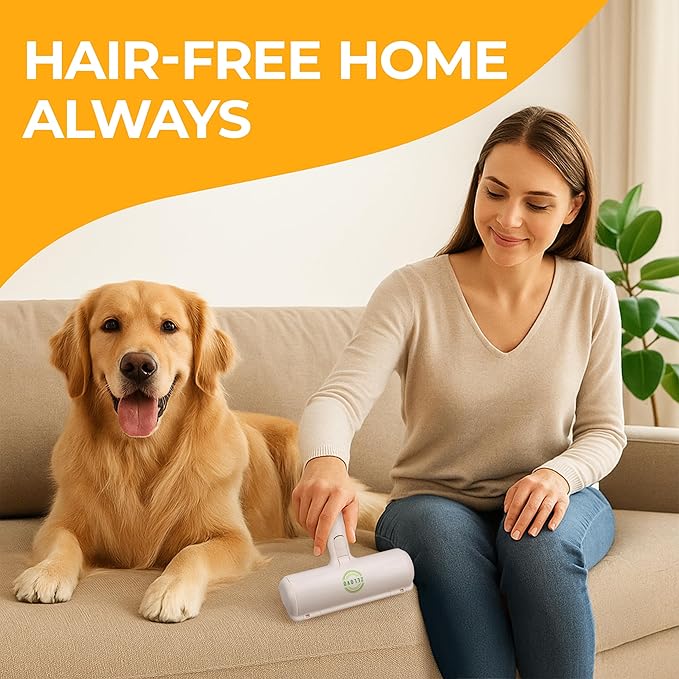 Pet Hair Remover for Furniture – Reusable Lint Roller and Pet Hair Removal Tool for Couch, Carpet, Bedding, Clothes, Car Seats – Multi-Surface Roller for Dog and Cat Fur