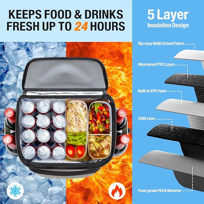 Cooler Backpack - 40 Cans Insulated Leak Proof Backpack Cooler Portable Picnic Camping Beach Hiking BBQ Picnic Bag for Men and Women -Grey