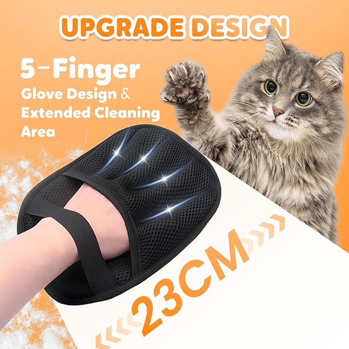 Pet Hair Remover Gloves, 2025 Upgraded Static Removal Gloves for Pet Hair, Cat & Dog Hair Removal Tool for Couch, Furniture, Carpet, Car Seat, Pet Grooming (1 Pack)