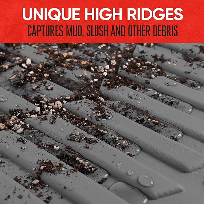 Motor Trend Front Floor Mats FlexTough Tortoise - Heavy Duty Rubber Floor Mats for Car SUV Van & Truck - All Weather Protection - Deep Dish Mats