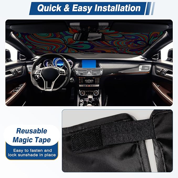 Windshield Sun Shade - Car Sun Shade Windshield, Reflector Sunshade Offers Ultimate Sun Protection for Hatchback, Truck, SUV, MPV