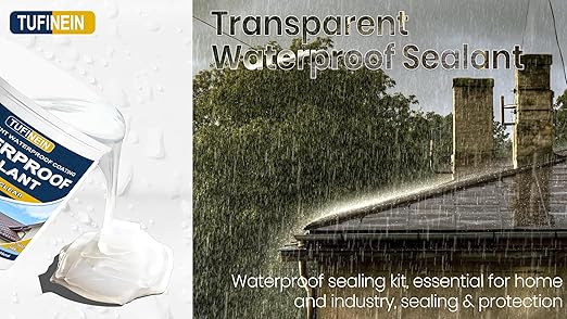 Waterproof Sealant 17.6oz Clear, TUFINEIN Transparent Waterproof Coating Water-Based Invisible Agent Roofs, Walls, Garden, Terraces Indoor & Outdoor