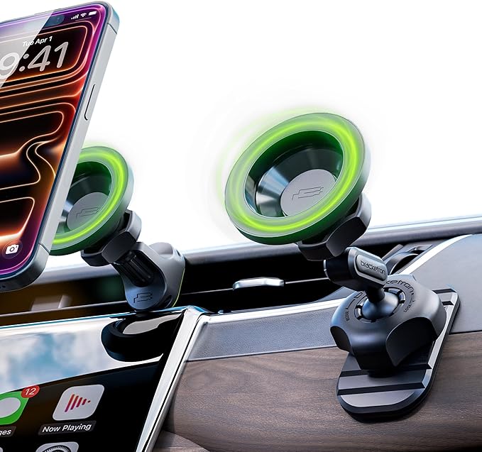 Bracketron MagAlign Pro MagSafe Car Mount Vent & Dash - Magnetic Phone Holder for Car Vent, Air Vent Phone Mount with 360° Rotation, One-Handed Operation for All Phones