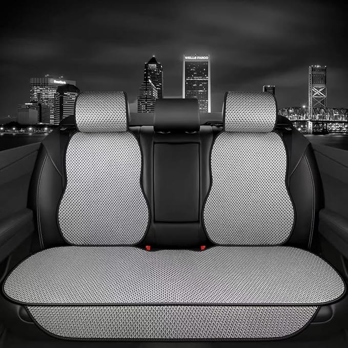 Auto Newer Luxury Breathable Rear Bench Car Seat Cover Fit Four Seasons, Back Seat Protector，Universal Rear of Car Seat Cushions,Universal Fit for 97% Cars,SUV,Pickup,Van（Rear Seat,Gray）