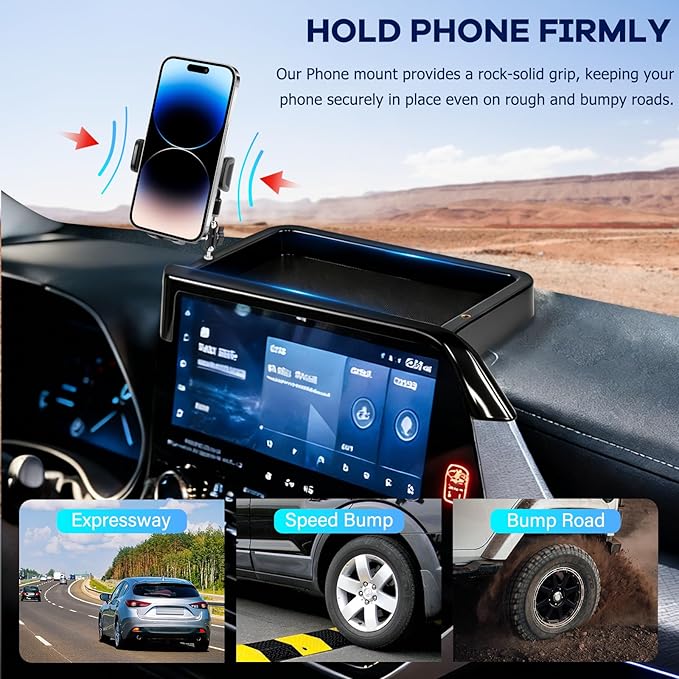 Car Phone Holder Fit for Toyota Highlander 2020-2025 w/Dash Tray Storge Box Organizer-Cell Phone Mount for Highlander Accessories 8 inch Touch Screen 360 Degree Rotation (NOT FIT 12.3 inch)