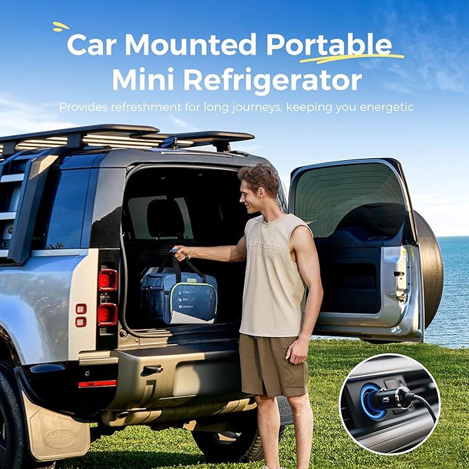 Electric Portable Cooler Plug in 12V Car Cooler Bag, Warmer Bag for Vehicle, DC Power Cord,25L Insulated Lunch Bag for Family Outings, Grocery,Camping,Truck Drivers,All Season ﻿