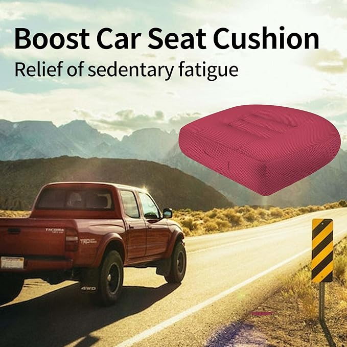ESMING Car Booster Seat Cushion with Adjustable Height for Short Drivers, Tailbone Pain Relief, Breathable Mesh Memory Foam for Truck SUV Office Chair 15.7x15.7x4.7 Inches - Pink