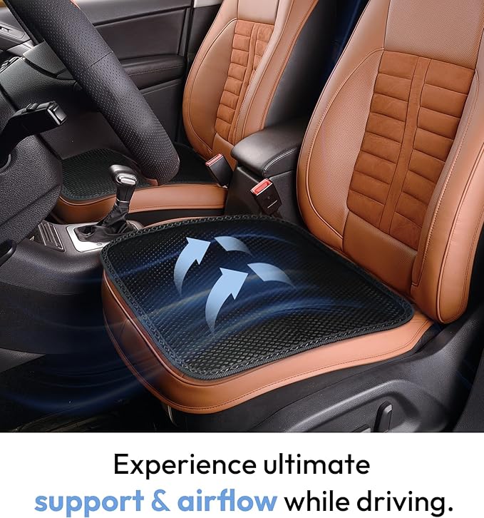 carrotez 2 Pack Double Breathable 3D Air Mesh Cool Seat Cushion Pad for Cars Seats, Home Office Chairs, Wheelchairs, 17.75" x 17.75" - Black
