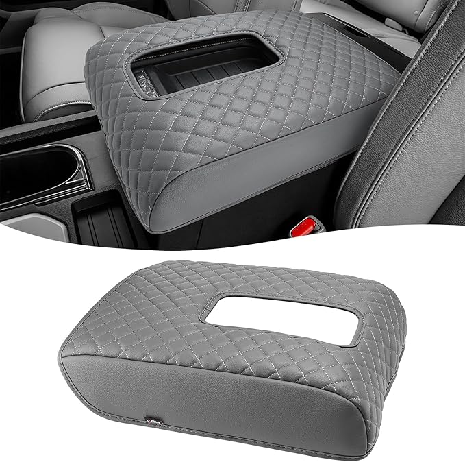 KBH Center Console Armrest Cover for Toyota Tundra 2014-2021, Vinyl Leather Arm Rest Cover for Car, Durable Middle Console Lid Covering, Middle-Cut