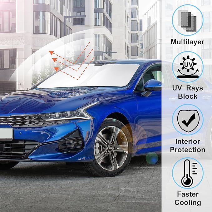 Windshield Sun Shade Custom 2021-2024 2025 2026 Kia K5 / 2020-2024 2025 2026 Hyundai Sonata Accessories Front Sunshade Shield Blocker Sun Visor Heat Protection