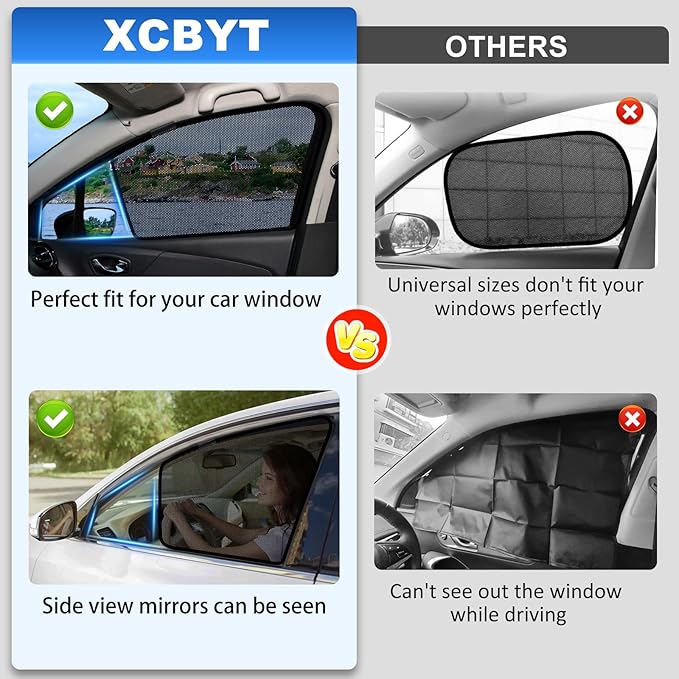 XCBYT Car Window Shades for 2014-2020 Grand Cherokee (Not for Grand Cherokee L) Sun Shade for Car Baby Side Window with Breathable Mesh Blocking 99% UV Glare and Privacy Protection for Safe Driving