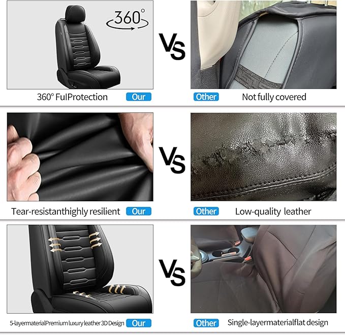 Fit Crosstrek Car Seat Covers for Subaru Crosstrek 2016-2025 2026 - Upgraded Premium Waterproof & Breathable Leather, Airbag Compatible, All-Weather Seat Cushion Protector (Full Set, Black)