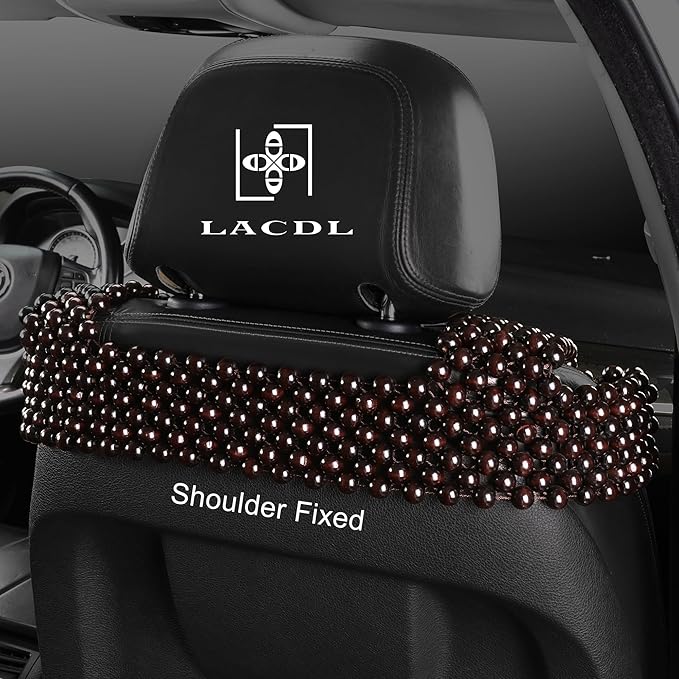 LACDL Beaded Car Seat Covers for Cars, Cooling Bead Seat Cover for Trucks & SUVs - Auto Ventilated Seat Cooler Pad, Natural Wood Breathable Beads - Sweat Protector for Summer, Dark Red