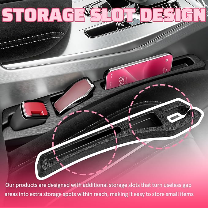 2PCS New Car Seat Gap Filler Organizer with Cell Phone Holder,Versatile Car Side Seat Gap Filler for Filling Gaps & Storing Items,2 in 1 Cars Gaps Seats Fillers