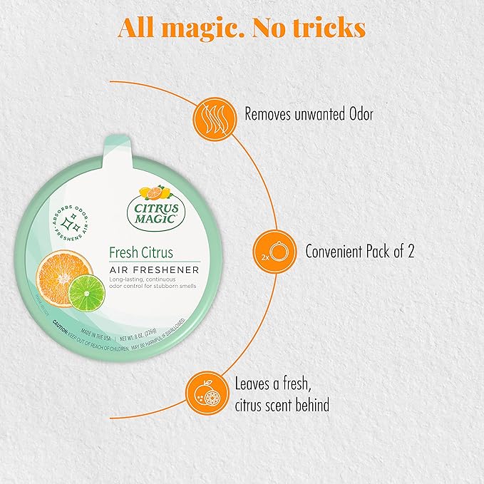 Citrus Magic 2-Pack Solid Air Freshener, 8-Ounce, Citrus