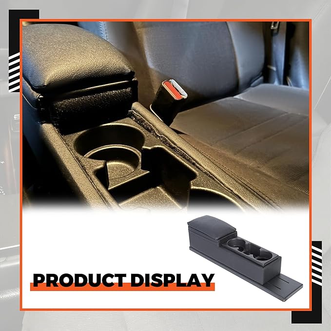 ECOTRIC Center Mini Cup Holder Armrest Console Compatible with 2006-2020 Dodge Charger Police Black Upholstered Middle Cover Storage Box pad Lid Kit Replacement Organizer