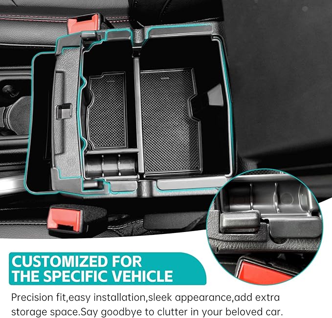 3PCS Center Console Organizer Combo Kit Compatible with 2024-2026 Jeep Wangler JL JLU 4xe Rubicon Sahara & Gladiator JT Accessories, Insert/Hanging Armrest Storage Box & Grab Bar Tray