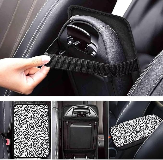 Zebra Stripes Armrest Cover Pad, Universal Car Center Console Cushion Pad, Protect from Pet Claws, Dirt, and Sticky Fingers, Auto Decor Accessories