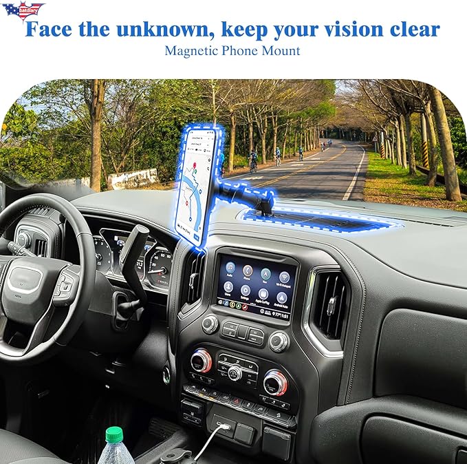 2024 Silverado 1500 Magnetic Phone Mount Compatible with 2019-2024 Chevy Silverado & 2019-2021 GMC Sierra，No-Drill Metal Cell Phone Holder for Dash Platform Car Accessories