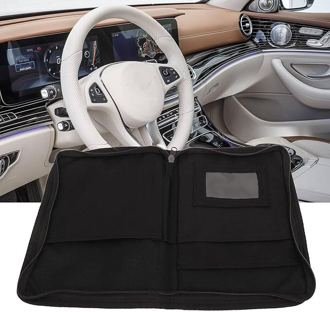 Haofy Car Glove Compartment Organizer with 6 Pockets, Zipped Outer Pocket, Elastic Loop, Inner Pocket, Made of 600D Oxford Cloth, Universal for Car