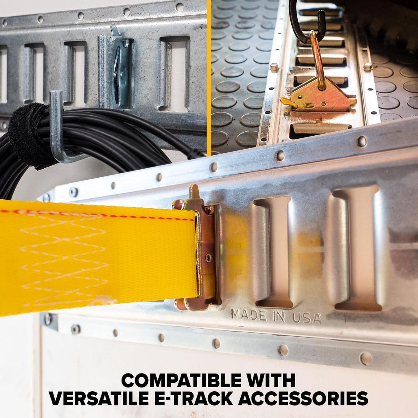 US Cargo Control E Track, Made in USA, 12 Gauge Steel 5 FT Galvanized E Track Rail (5-Pack) Horizontal ETrack Rails for Trailers, Garages, Cargo Vans, 6,000 Pounds Break Strength Per E-Track Slot