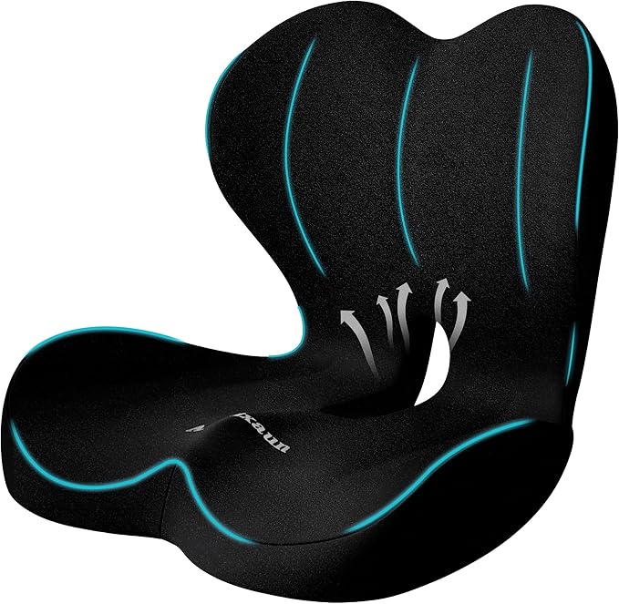 Lumbar Support Seat Cushion - Memory Foam Cushion for Office Chair, Car Seat, Airplane - Sciatica & Hip & Coccyx Pain Relief Desk Chair Cushion for Long Sitting Office Workers, Car Drivers