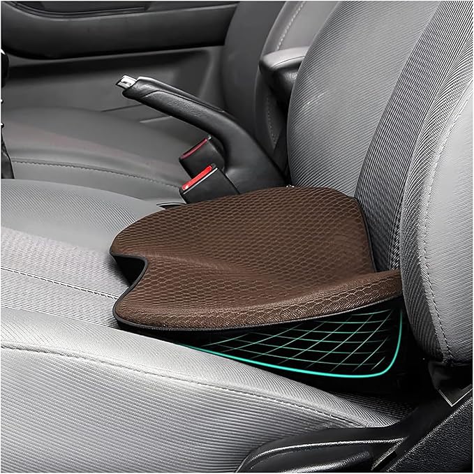 Car Seat Cushion for Ford Mustang 2000-2024, Four Seasons Universal Memory Foam Breathable Non Slip Auto Wedge Seat Pad Sciatica & Lower Back Pain Relief for Driving,Brown