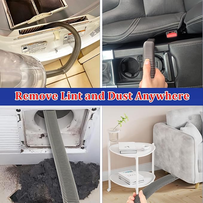 Dryer Vent Lint Vacuum Atttachments Kit and Crevice Tool for Dyson Gen 5 V15 V12 V11 V10 V8 V7 Detect Outsize Slim Absolute Cyclone Vacuum Cleaner Nozzle Flexible Dryer Lint Remove Hose Cleaner Kit