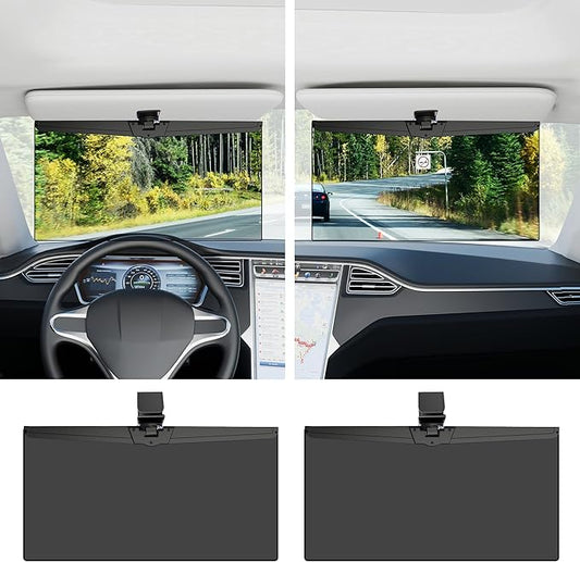 Veharvim Sun Visor Extender for Cars, Polarized Car Visor Extender Sun Blocker UV400, Adjustable Visor Extension, Clip on Sun Visor for Car, Universal, Glare, UV Protector (Large(2 Pack))