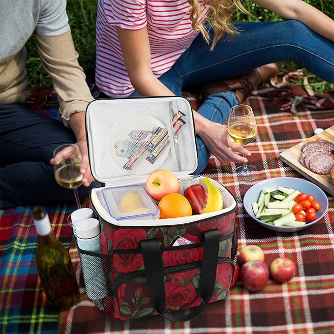 Cooler Bag Insulated Picnic Bag Large Lunch Box Reusable Tote Bag Soft Sided Portable Beach Cooler Grocery Camping