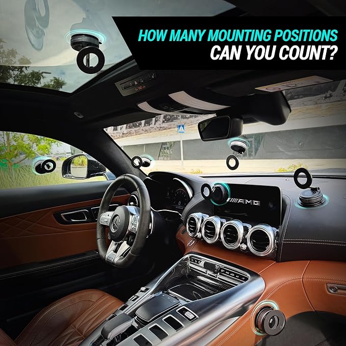 CARMOUNT Clutch-X™ Black – Upgraded Vacuum Phone Mount Suction Cup Car Phone Holder for iPhone, Window Phone Mount, 360° Vacuum Magnetic Phone Holder for Car, Magnetic Phone Holder with Suction Cup