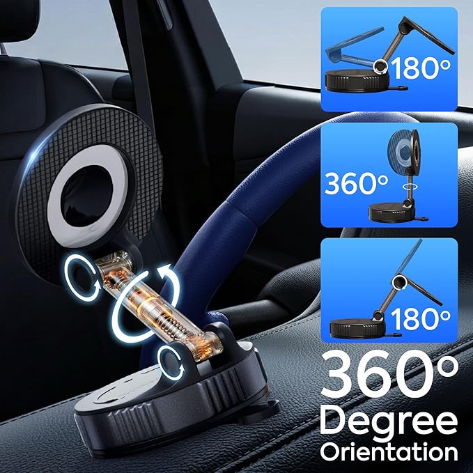 JEAN'VOUS Upgraded Magnetic Phone Holder for Car [70+ LBS Strongest Suction & 3000gf Magnetic], MagSafe Car Mount, Adjustable, 360° Dashboard Phone Holder for iPhone 17 16 15 14 13 12 & Android