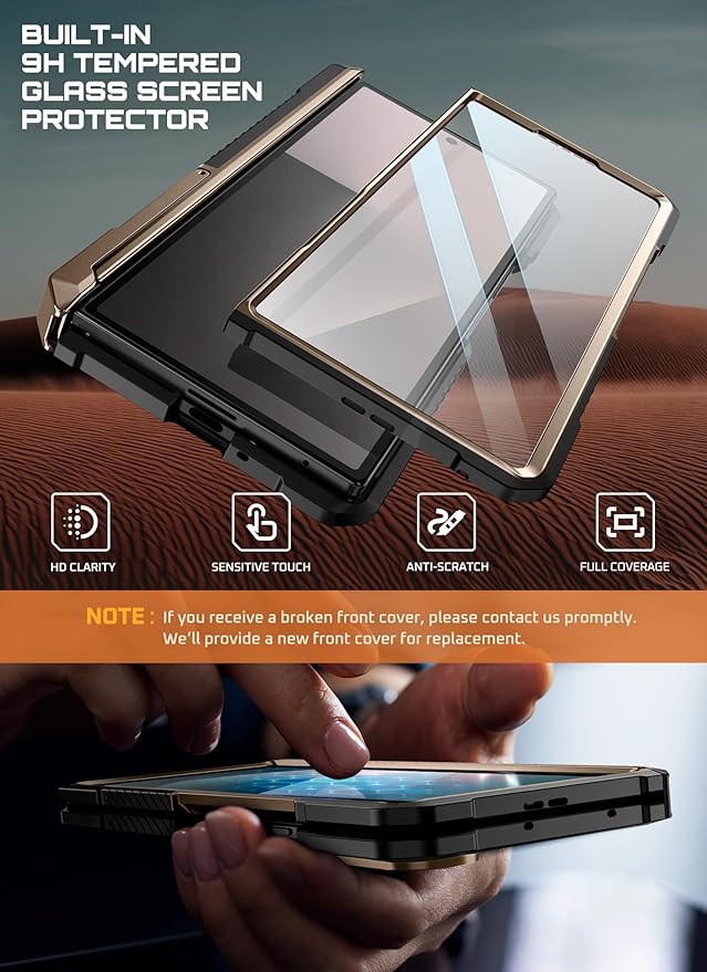 SUPCASE for Samsung Galaxy Z Fold 7 Case with Kickstand (UB Grip), [Compatible with MagSafe] [Built-in Tempered Glass Screen Protector] [Hinge Coverage] Military-Grade Protection Phone Case, Desert