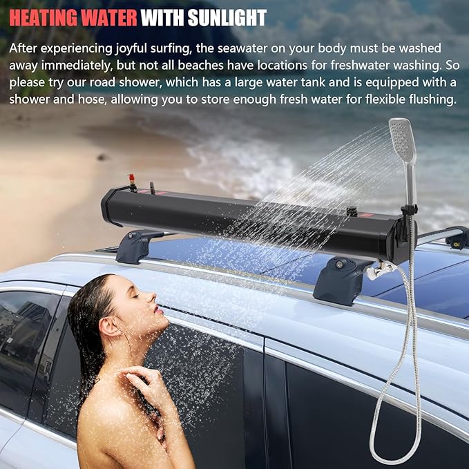Pressurized Water Tank for Camping Shower,Portable Camping Showerhead Handheld with Storage Bag, Roof Rack Shower for Hiking, Car wash, Pet Cleaning, Beach Vacations