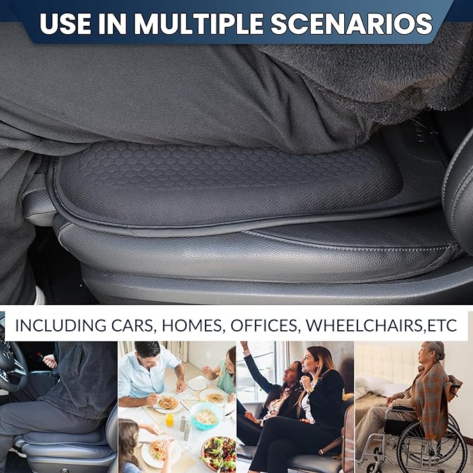 XUKEY Gel Seat Cushion for Long Sitting Pressure Relief (2CM Thick),18.11x17.13x0.79'' TPE Gel Seat Cushion Cover,Anti-Slip Coccyx Cushion for Tailbone Pain for Car Truck