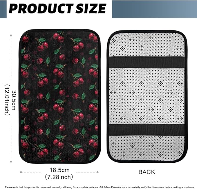 CLOHOMIN Cherry Car Center Console Cover Flannel Car Arm Rest Cushion Pad Winter Warm Automobile Interior Accessories for Women