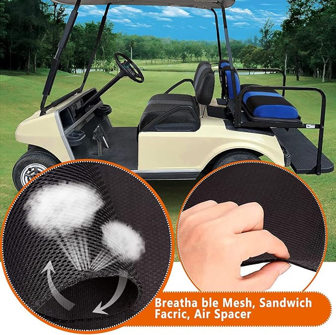 Universal Golf Cart Rear Seat Cover Dress Up for Older Golf Carts - Durable, Breathable Material, Fits Like a Glove for EZGO, Club Car and Yamaha, Easy to Install, Blue